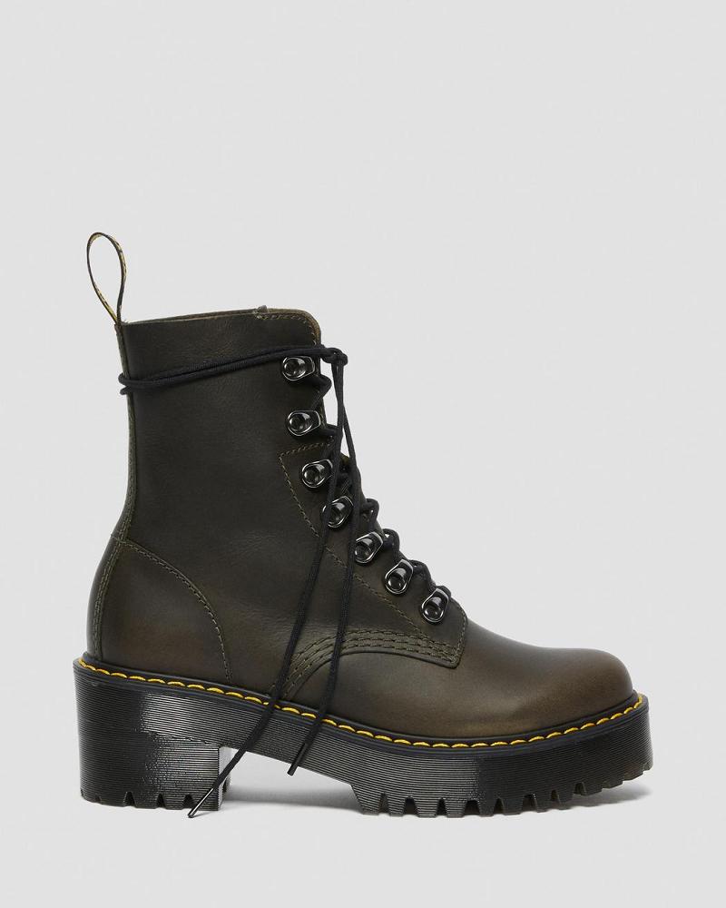 Dr Martens Leona Leren Enkellaars Dames Bruin | NL 701FDN